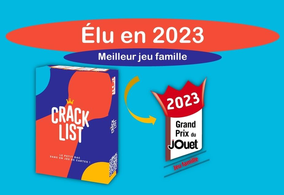 CRACK LIST - Jeu du Petit bac - Jeu de Cartes - Jeu d'ambiance - entre amis et en famille - 10 ans et plus - 2 à 8 joueurs - version française - Yaqua Studio, YAQ001CR, Bleu