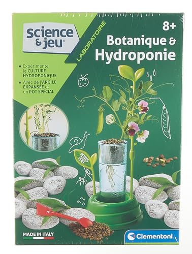Clementoni - Science & Jeu : Laboratoire Botanique et Hydroponie - Inclus Argile Expensée + Pots Spéciaux - Culture Hydroponique - Méthodes de Culture des Plantes - 15 x 5.5 x 21cm - 7+ - 52347