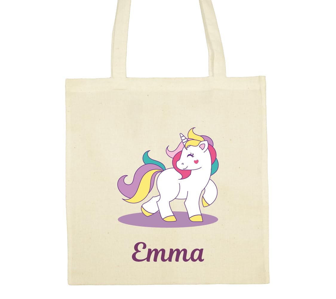 C32 Tote Bag Licorne à personnaliser, sac licorne, sac enfant licorne, sac coton, tote bag personnalisable, sac prénom, sac bibliothèque