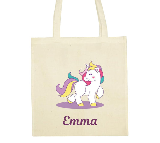 C32 Tote Bag Licorne à personnaliser, sac licorne, sac enfant licorne, sac coton, tote bag personnalisable, sac prénom, sac bibliothèque