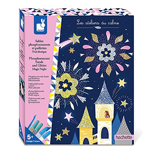 Kit Créatif Sables Phosphorescents et Paillettes Nuit Féérique - Loisirs Créatifs - 5 Tableaux à Décorer - Imagination et Créativité - Dès 5 Ans