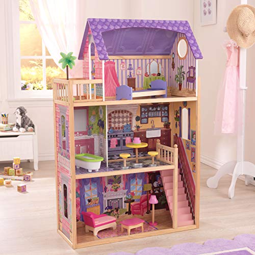 KidKraft Maison de Poupée en Bois Kayla incluant Accessoires et Mobilier, 3 Étages de Jeu pour Poupées 30 cm, Jouet Enfant dès 3 Ans, 65092, Exclusivité sur Amazon