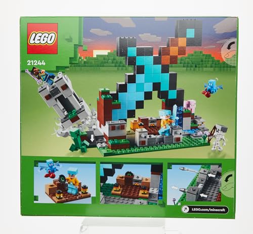 LEGO Minecraft L’Avant-Poste de l’Épée - Jouet de Construction avec Figurines Creeper, Guerrier Gardien et Squelette - Idée Cadeau d'anniversaire Enfants 8 Ans 21244