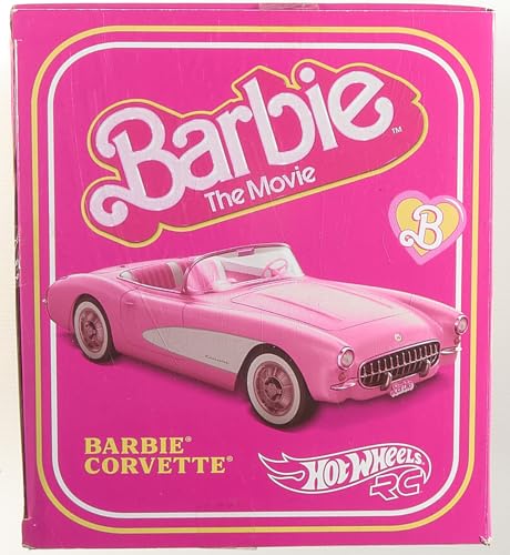 Hot Wheels Voiture Télécommandée, Barbie Le Film - Voiture Corvette Radiocommandée À Piles Tirée du Modèle Réel Stingray 1956, en Métal, À Collectionner, Jouet Enfant, Ados et Adultes, HPW40