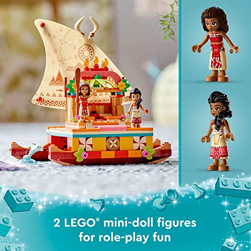 LEGO Disney Princesse Le Bateau d’Exploration de Vaiana - Jouet d'Activité et de Développement avec Mini-Poupée Sina et Figurine Dauphin - Idée Cadeau pour Garçons et Filles à Partir de 6 Ans 43210