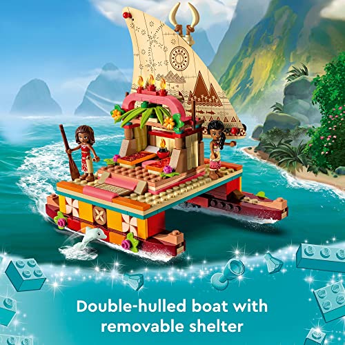 LEGO Disney Princesse Le Bateau d’Exploration de Vaiana - Jouet d'Activité et de Développement avec Mini-Poupée Sina et Figurine Dauphin - Idée Cadeau pour Garçons et Filles à Partir de 6 Ans 43210
