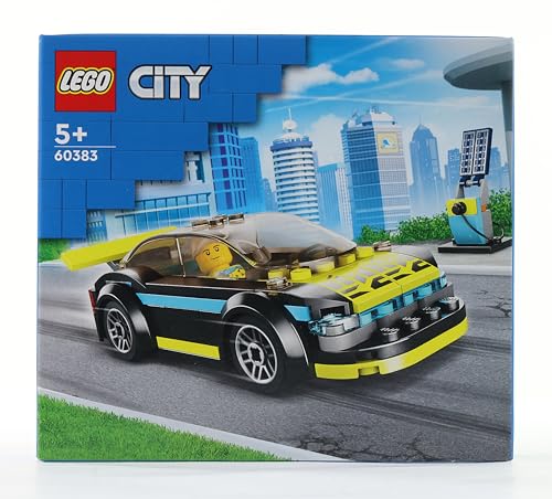 LEGO 60383 City La Voiture de Sport Électrique, Jouet pour Garçons et Filles de 5 Ans, Set de Voiture de Course, avec Minifigurine de Pilote, Idée Cadeau