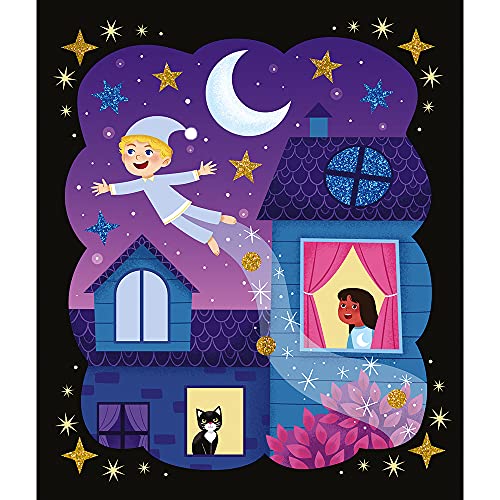 Kit Créatif Sables Phosphorescents et Paillettes Nuit Féérique - Loisirs Créatifs - 5 Tableaux à Décorer - Imagination et Créativité - Dès 5 Ans