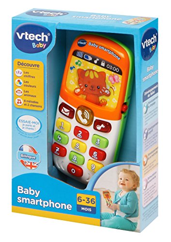 VTech - Baby Smartphone Bilingue Mixte, Téléphone Bébé, Jouet d'Éveil - Version FR, Brun, unique