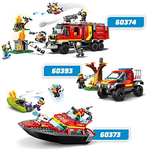 LEGO 60373 City Le Bateau de Sauvetage des Pompiers, Set Flottant, avec Jetpack et 3 Minifigurines, Jouet pour Garçons et Filles Dès 5 Ans, Idée Cadeau