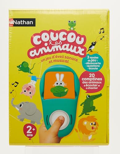 Nathan - Coucou les Animaux - jeu d'éveil sonore et musical - jeu éducatif electronique - Découvre les animaux en chanson à travers 20 comptines - pour Enfants à partir de 2 ans