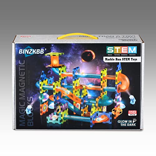 BINZKBB Blocs de Construction Magnétiques Enfants Jouet - 110 pièces 3D Jeux de Construction Éducatifs Aimanté Enfants Lumineux - Cadeaux de Créatif pour Enfants,Garçons et Filles de 3 4 5 6 7 8 Ans+