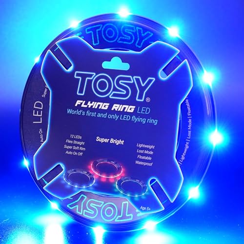 TOSY Anneau Volant 16 Millions de Couleurs RVB ou 12 LED, Lumineux, Mode Perdu, allumage Automatique, sûr et Doux, étanche, Frisbee léger, Cadeau d'anniversaire, de Camping pour garçon/Fille/Enfant