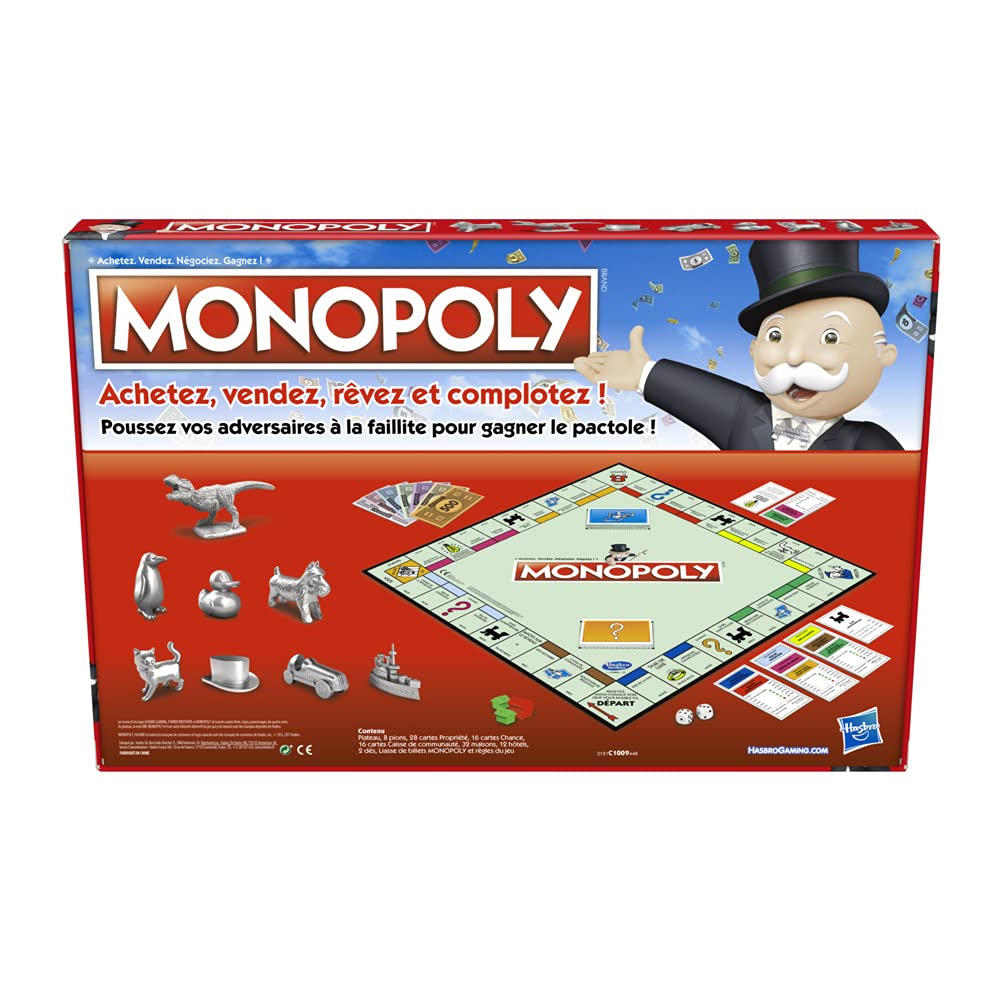 Monopoly, Jeu de Plateau Familial pour Enfants et Adultes, Jeux familiaux, 2 à 6 Joueurs, Jeux de stratégie pour garçons et Filles à partir de 8 Ans