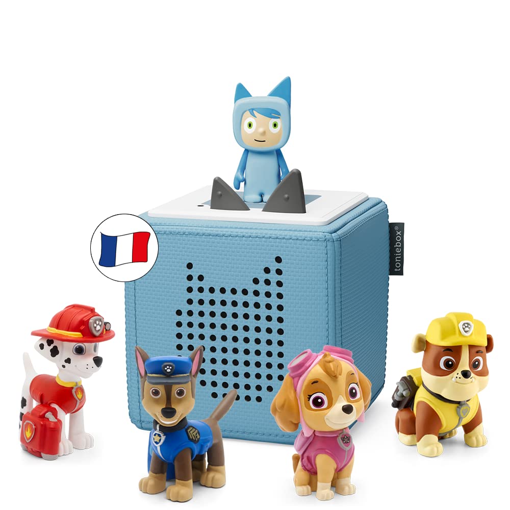 tonies Coffret Toniebox Mission Avec La Pat'Patrouille Bleu, 4 Figurines Histoires + 1 Figurine Créatif, boîte à Histoire et Musique pour Enfant 3-7 Ans, conteur d'histoire Robuste & Facile à Utiliser