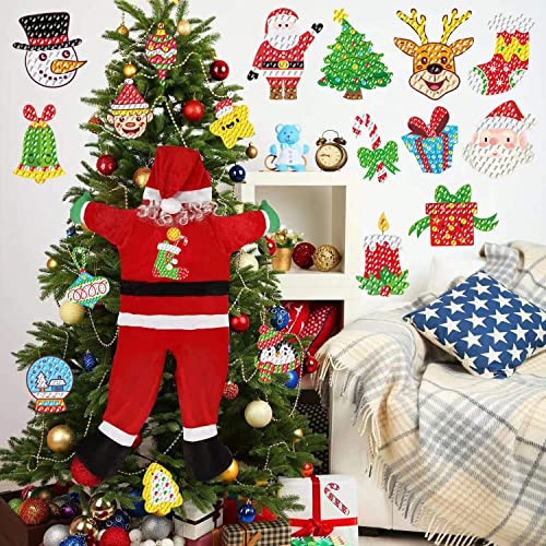 BOUTIKS 21 Pièces 5D Diamond Painting Noël Autocollants Kits Enfants, DIY Noël Diamant Painting Art Mosaïque Autocollants pour Enfants Adultes DéButants pour Décoration de Noël