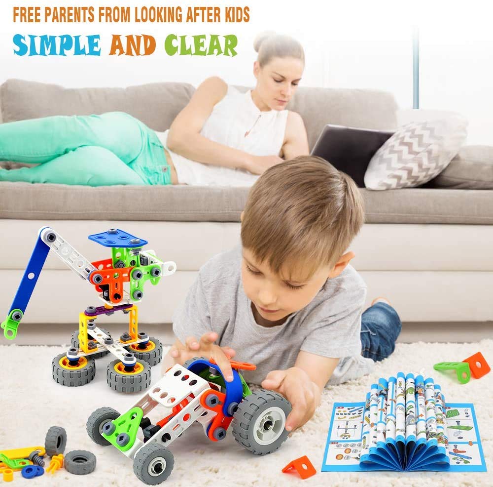 Blocs de Construction 175 pièces 11-en-1 ,Jeux pour garçons et Filles-l'Apprentissage la Construction Jouets Créatif, interactif et éducatif pour Enfants de 3-12 Ans,