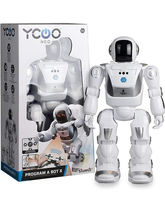 Ycoo by Silverlit - Program a Bot X, Robot Radiocommandé Programmable, 40 cm - 48 Actions Programmables - Capteurs de Mouvements - Effets Sonores et Lumineux.