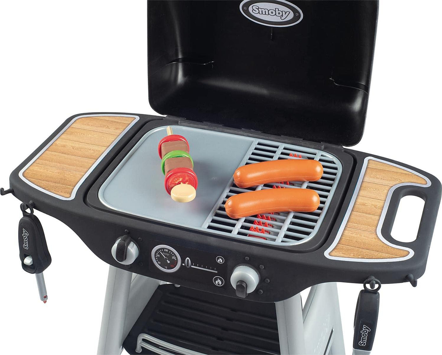 Smoby Barbecue Grill - 18 Accessoires - Flammes Magiques Rétractables - Jouet d'Imitation pour Enfant