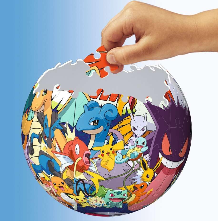Ravensburger - Puzzle 3D Ball - Pokémon - A partir de 6 ans - 72 pièces numérotées à assembler sans colle - Support inclus - Diamètre : 13 cm - 11785