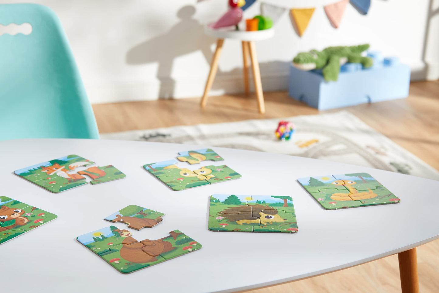 Liscianigiochi - Puzzle Bébé - La Forêt - Jeu de Réflexion - Jeu Educatif - 6 Puzzles de 4 Pièces - Les Animaux - 14 x 14 Cm - Pour Enfants de 1 à 4 ans - Carotina Baby