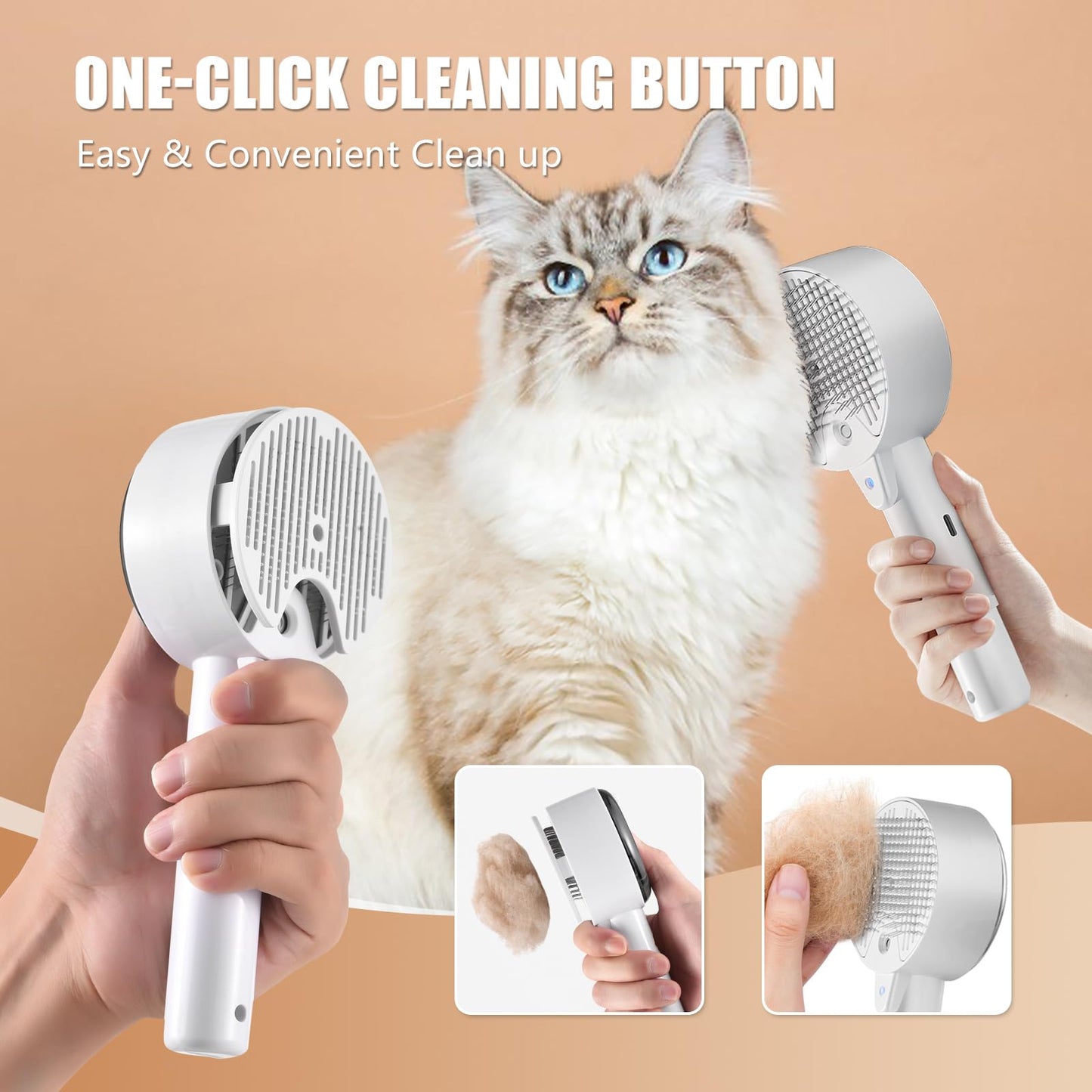 Brosse de Toilettage Vapeur 4 en 1 Antistatique I Chats & Chiens