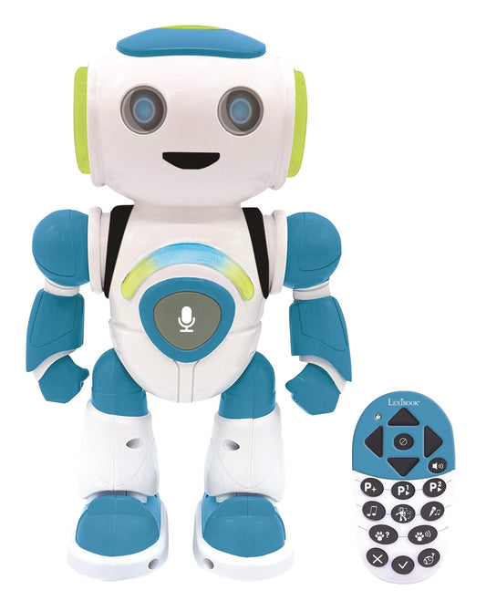 Lexibook ROB20FR Junior Robot intelligent qui lit les pensées, jouet pour enfants, danse, joue de la musique, quiz, animaux, karaoké programmable, STEM, bleu/vert, (version française)