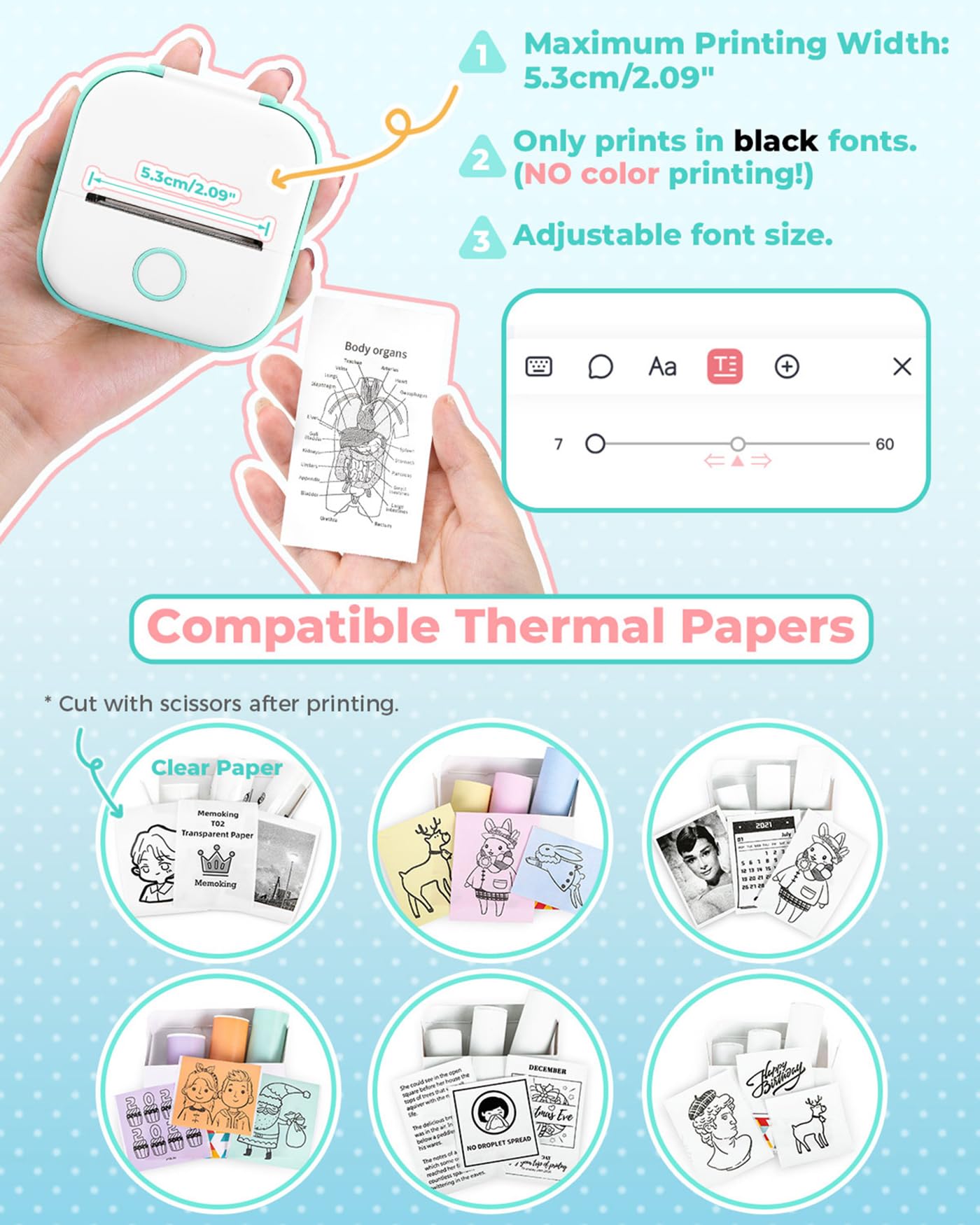 Mini Imprimante - Imprimante à Autocollants T02  Thermique