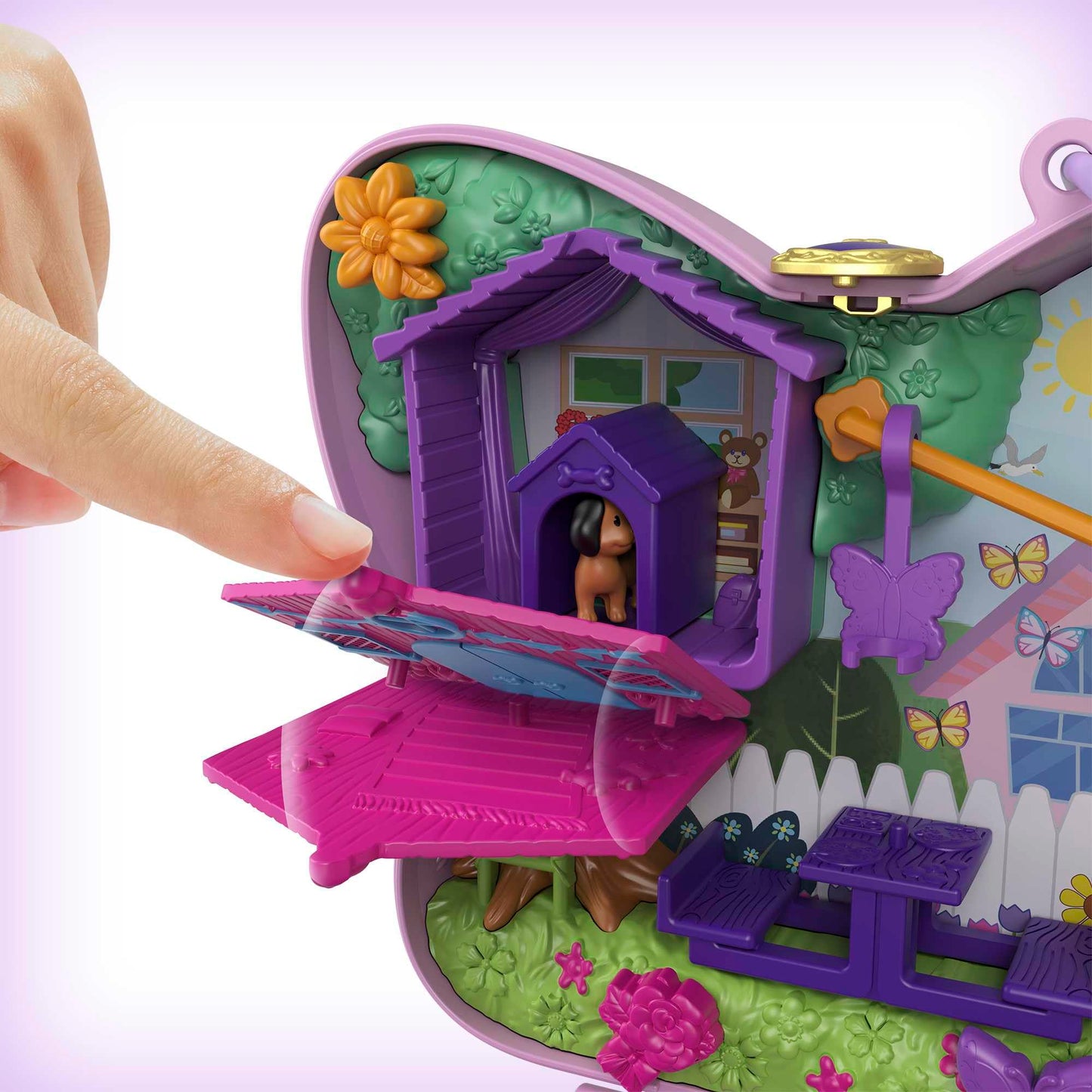 Polly Pocket Coffret Univers Le Jardin Papillon, Mini-Figurines Polly et sa Maman, 5 Surprises et 12 Accessoires, Jouet pour Enfant, GTN21