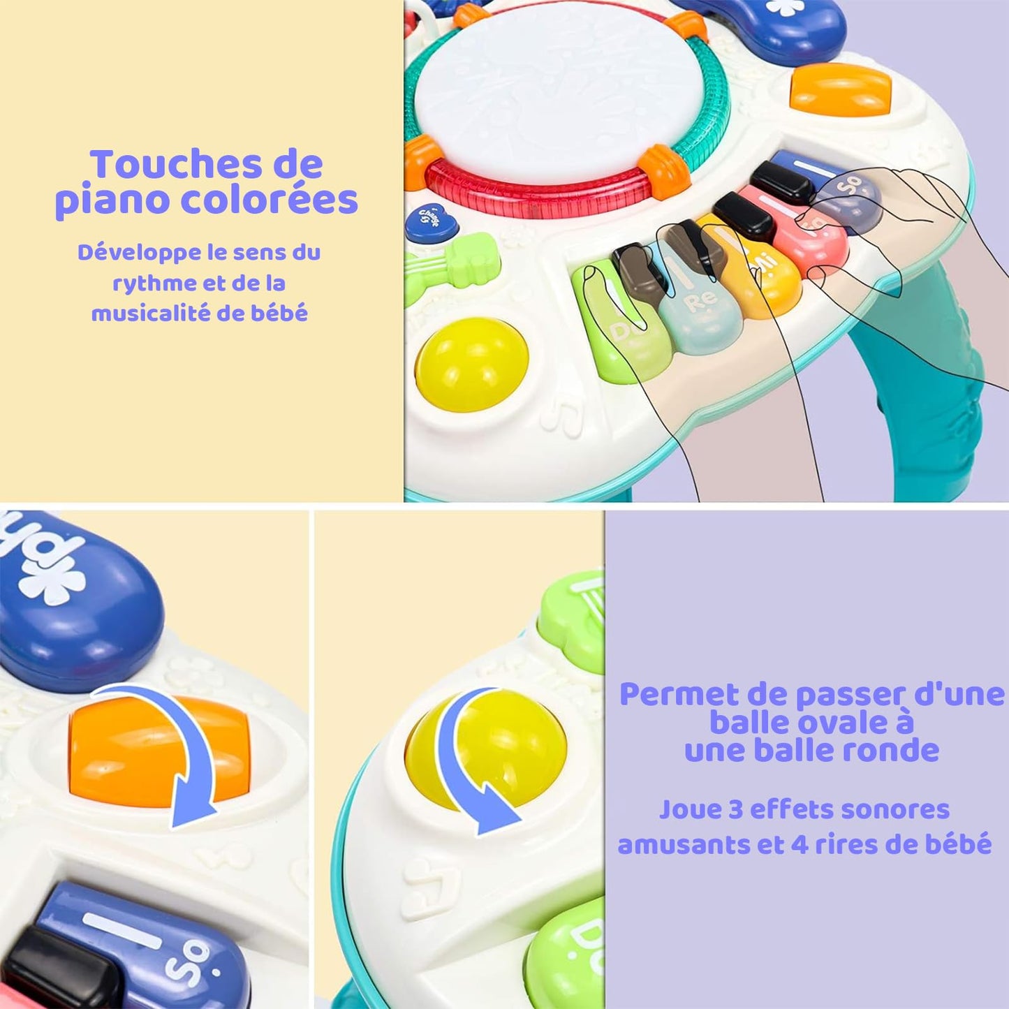 Jouet Bebe 1 an - Table Activité Bébé 6 en 1 Jouet Enfant Jeux Bebe 1 2 3 Ans Fille Garçon Table d'Activité Musicale Bebe Jouet Eveil Éducatif Cadeau pour Enfant