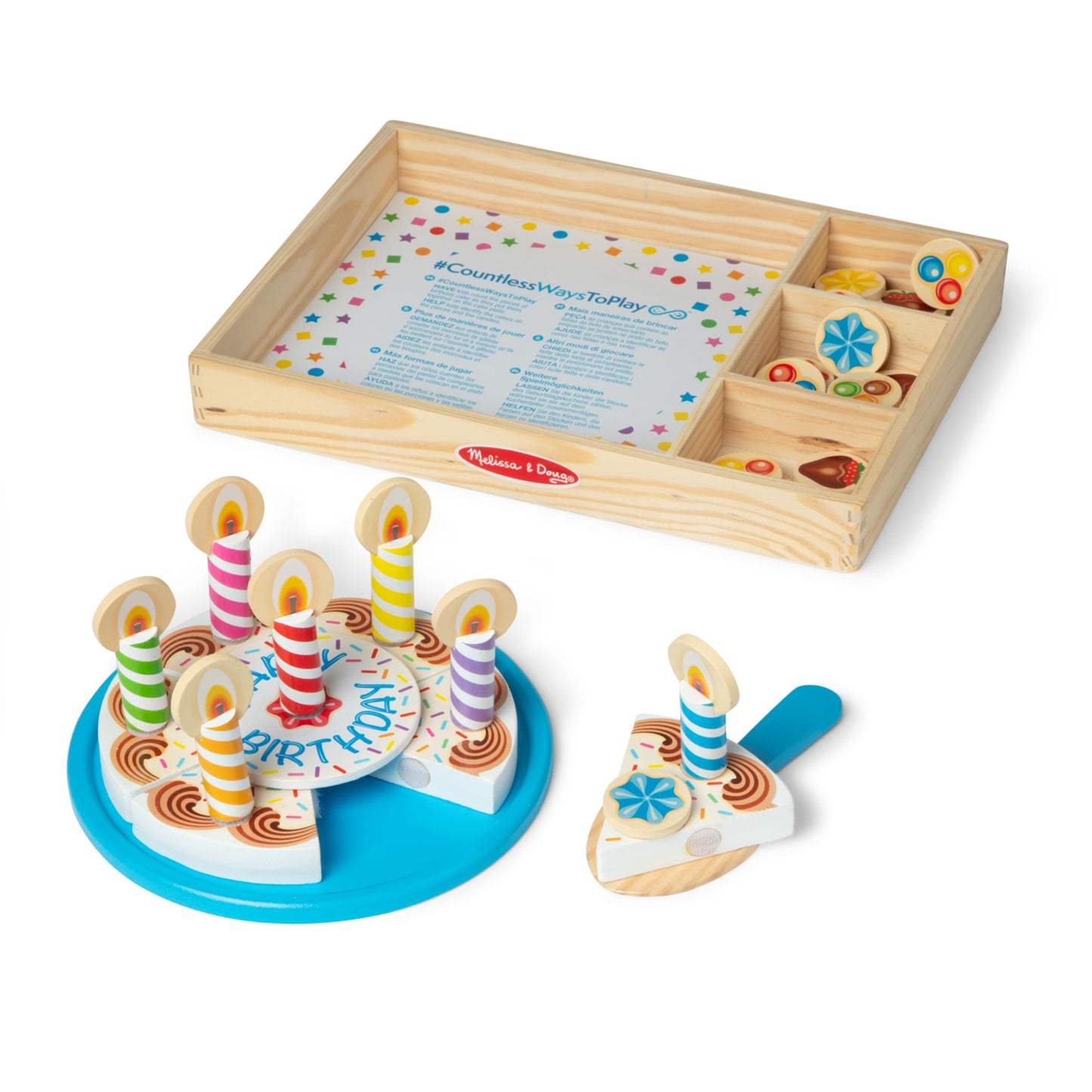 Melissa & Doug Gâteau D’Anniversaire En Bois | Jouets alimentaires en bois pour enfants | 3+ | Cadeau pour garçon ou fille