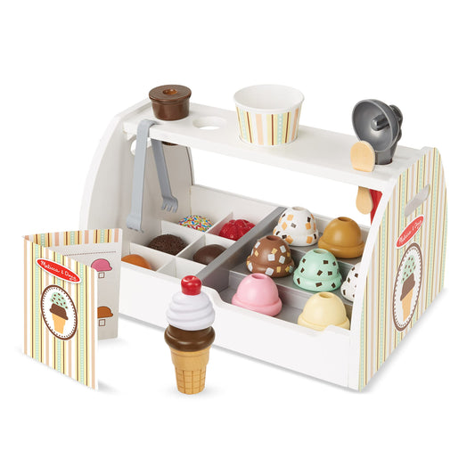 Melissa & Doug Glacier En Bois, Jouet en bois avec un comptoir et 28 pièces, Aliments en bois, Jeu d'imitación, Jouet créatif, Montessori,Cadeau pour garçons et filles de 3 4 5 6 7 ans