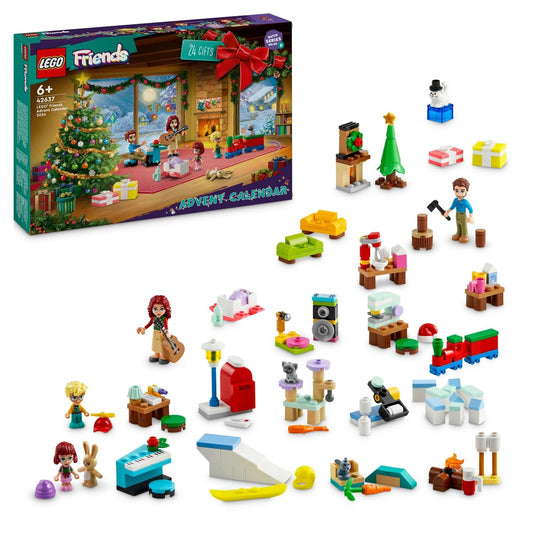 LEGO Friends Le Calendrier de l'Avent 2024 - Compte à Rebours Avant Noël pour Enfants - Jeu des Émotions avec 5 Personnages et 3 Animaux - Cadeau Festif pour Filles et Garçons de 6 Ans et Plus 42637