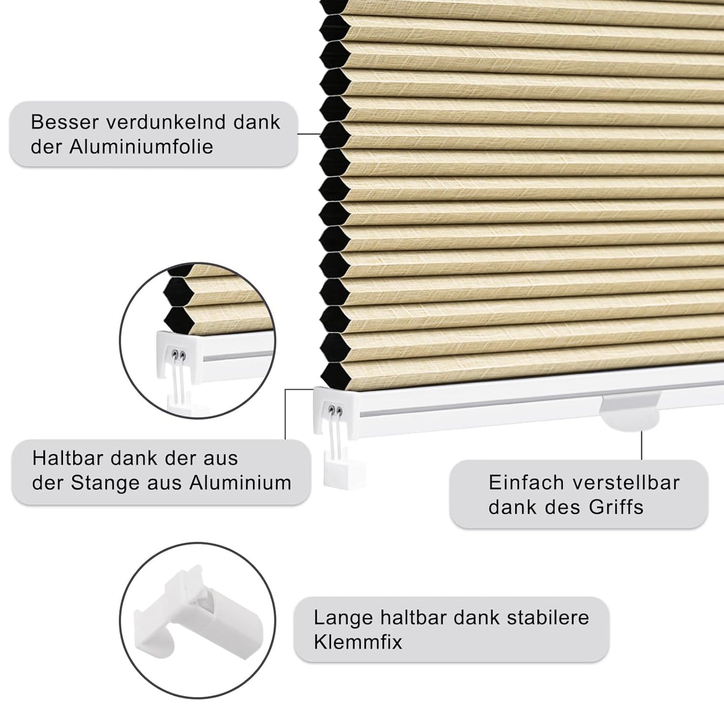 Store nid d'abeille sans perçage, occultant beige