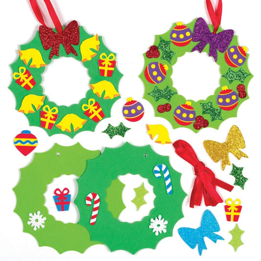 Baker Ross Kits de décorations couronnes de Noël à Assortir (Paquet de 8) - Loisirs créatifs festifs pour Enfants AT303