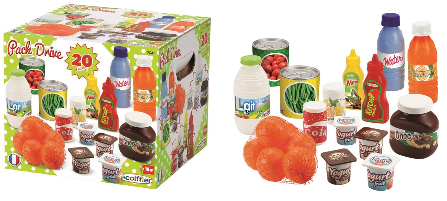 Jouets Ecoiffier - 2644 - Pack Drive 100 % Chef - Imitations d'aliments pour enfants - 20 pièces - Dès 18 mois - Fabriqué en France