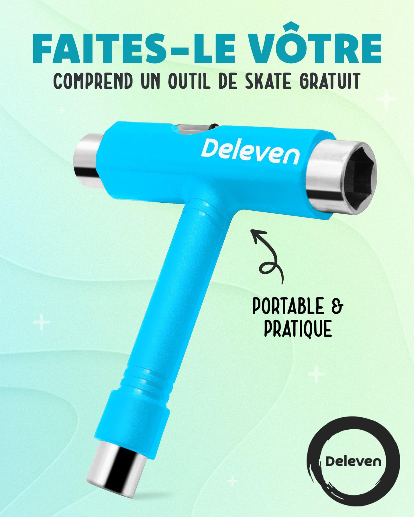 Deleven Skateboard 56cm avec Roues LED, Outil de Skate et Roulements ABEC 7 - pour Enfants Débutants Filles Garçons Adolescents Adultes