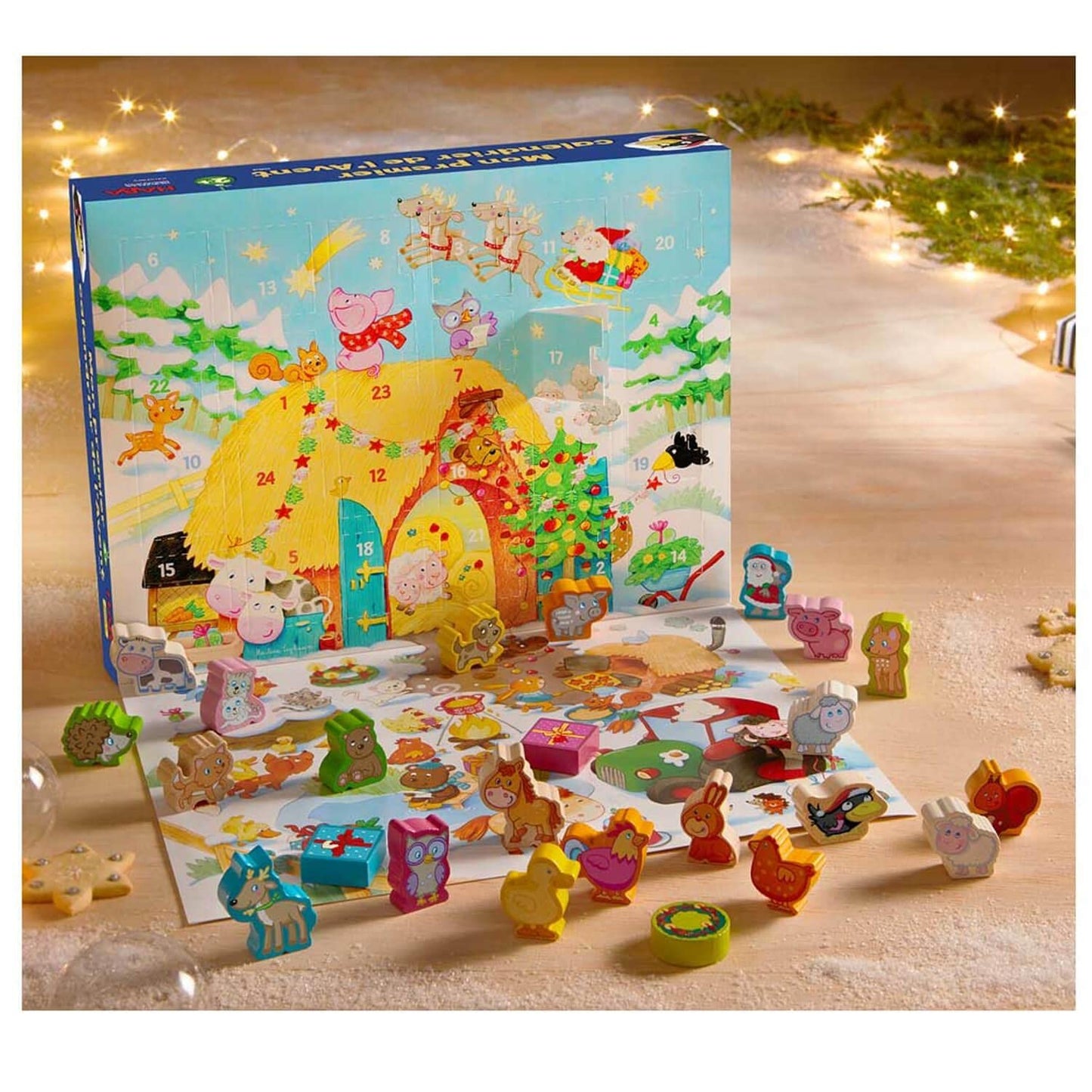 HABA Premier Calendrier de l'Avent-Figurines en Bois-Noël à la Ferme-2 Ans et Plus, 306359 - version française