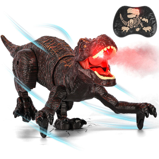 Dinosaure Jouet Enfant, 2.4GHz Dinosaures Telecommandé avec Pulvérisation, Rugissement, Lumière, RC Dino Robots Interactif Rechargeable Jeu Exterieur Interieur Cadeau Garçons Filles 5 6 7 8 9 10 Ans