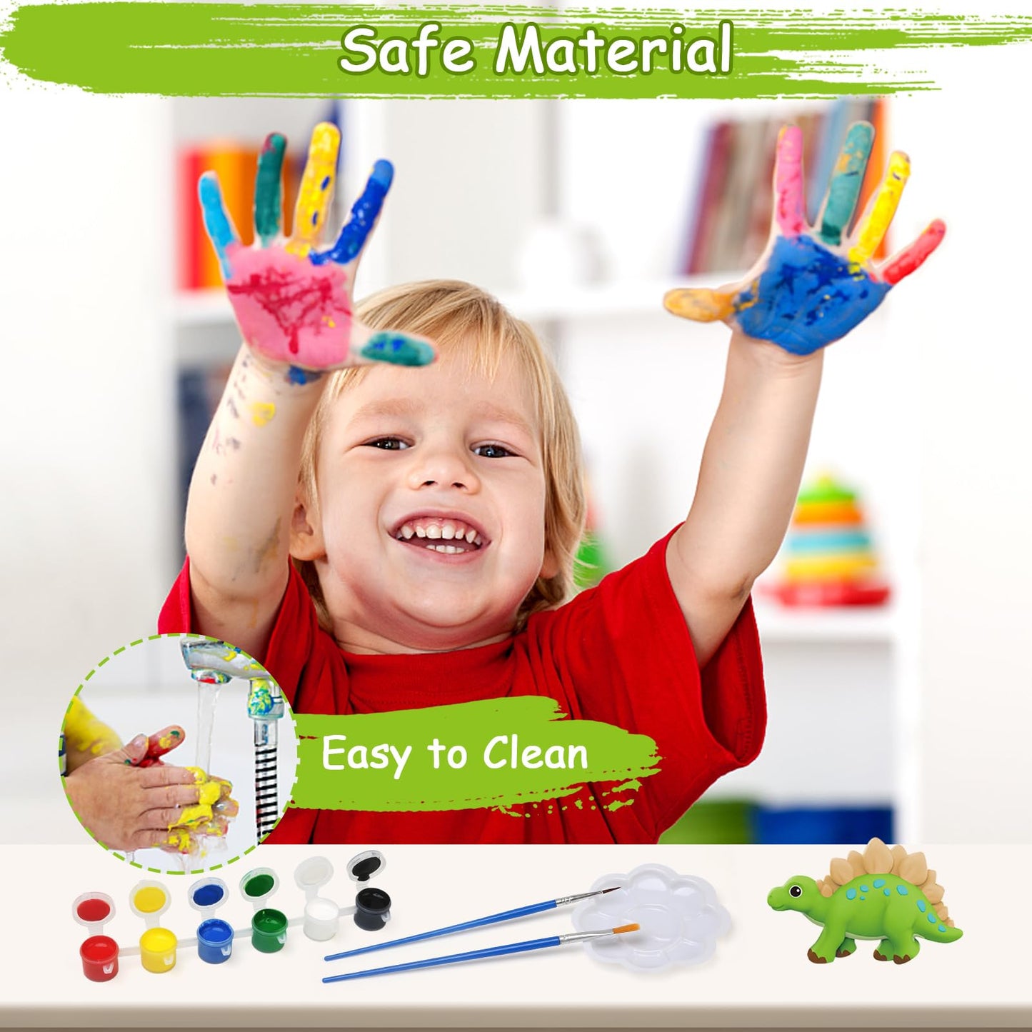 LinStyle Kit de Dinosaures à Colorier pour Enfants avec Moule, Jouet de Peinture 3D,Jeu D' Activites Manuelles pour Garçons Filles 3 4 5 6 7 8 9 10 Ans, Cadeau Créatif Bricolage d'Anniversaires Noël