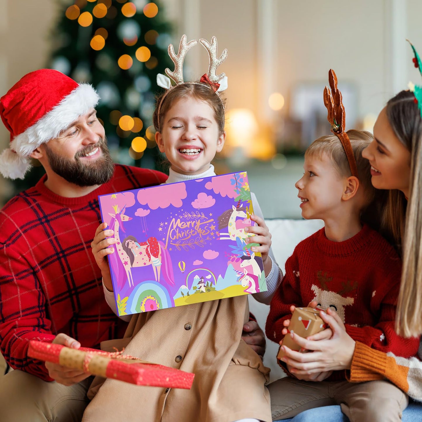 Calendrier de l'Avent de Noël 2024 pour filles, compte à rebours de Noël, bijoux, jouets, cadeaux de Noël pour enfants, filles, y compris accessoires à cheveux, bijoux, pinces à cheveux, bracelets