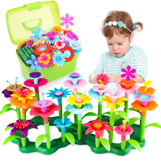 CENOVE Jouets de Construction de Jardin de Fleurs, 3 4 5 6 Ans, Ensembles de Bouquets de Bricolage pour Filles et Garçons, Blocs de Construction Créatifs pour Enfants (130 PCS)
