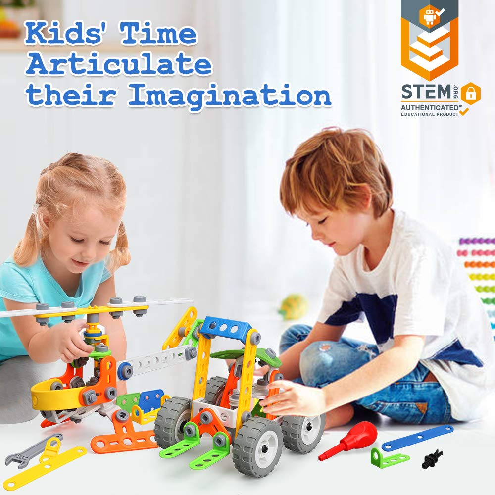 Blocs de Construction 175 pièces 11-en-1 ,Jeux pour garçons et Filles-l'Apprentissage la Construction Jouets Créatif, interactif et éducatif pour Enfants de 3-12 Ans,