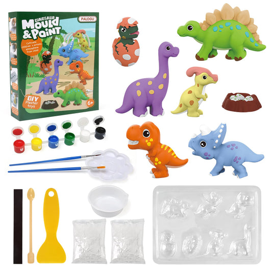 LinStyle Kit de Dinosaures à Colorier pour Enfants avec Moule, Jouet de Peinture 3D,Jeu D' Activites Manuelles pour Garçons Filles 3 4 5 6 7 8 9 10 Ans, Cadeau Créatif Bricolage d'Anniversaires Noël