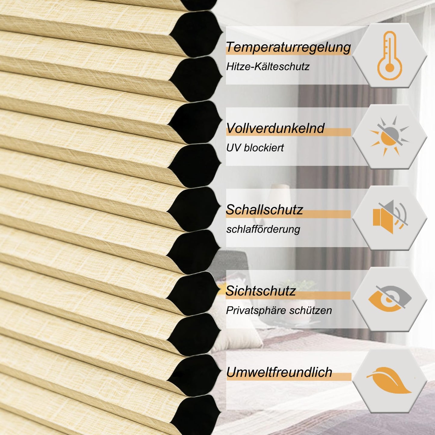 Store nid d'abeille sans perçage, occultant beige