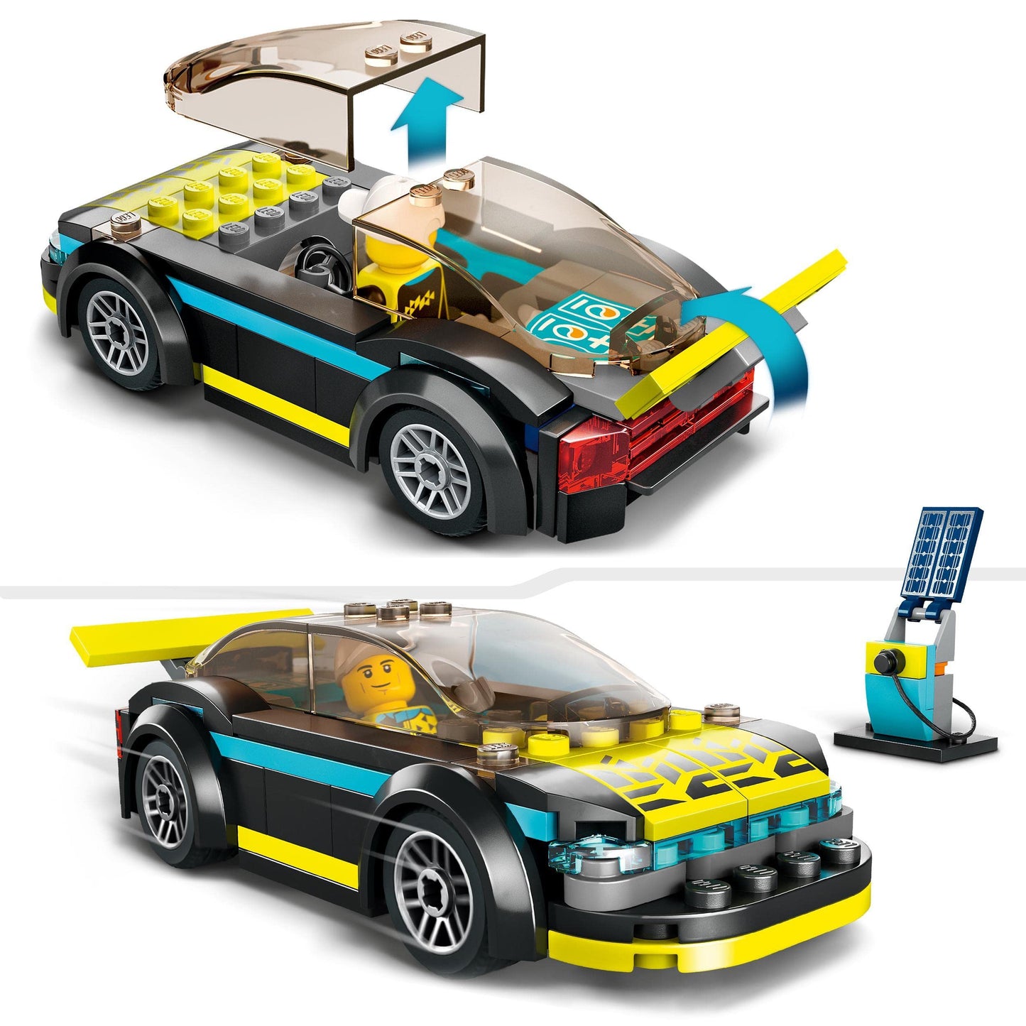 LEGO 60383 City La Voiture de Sport Électrique, Jouet pour Garçons et Filles de 5 Ans, Set de Voiture de Course, avec Minifigurine de Pilote, Idée Cadeau