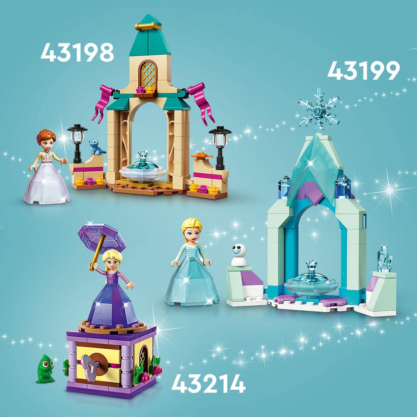 LEGO 43214 Disney Princesse Raiponce Tourbillonnante, Jouet de Construction avec Mini-Poupée Robe Diamant et Figurine Pascal Le Caméléon, Enfants 5 Ans