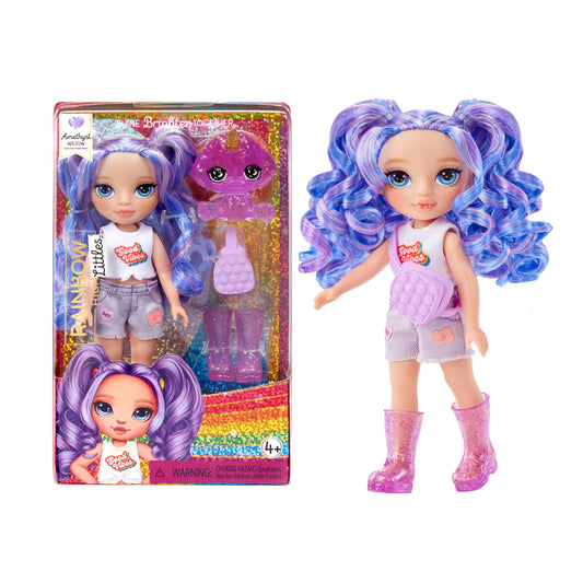 Rainbow High Littles - Amethyst Willow - Petite Poupée Mannequin Articulée - Poupée Mauve de 14 cm avec Sac à Main et Chien Magique - Convient aux Enfants et aux Collectionneurs