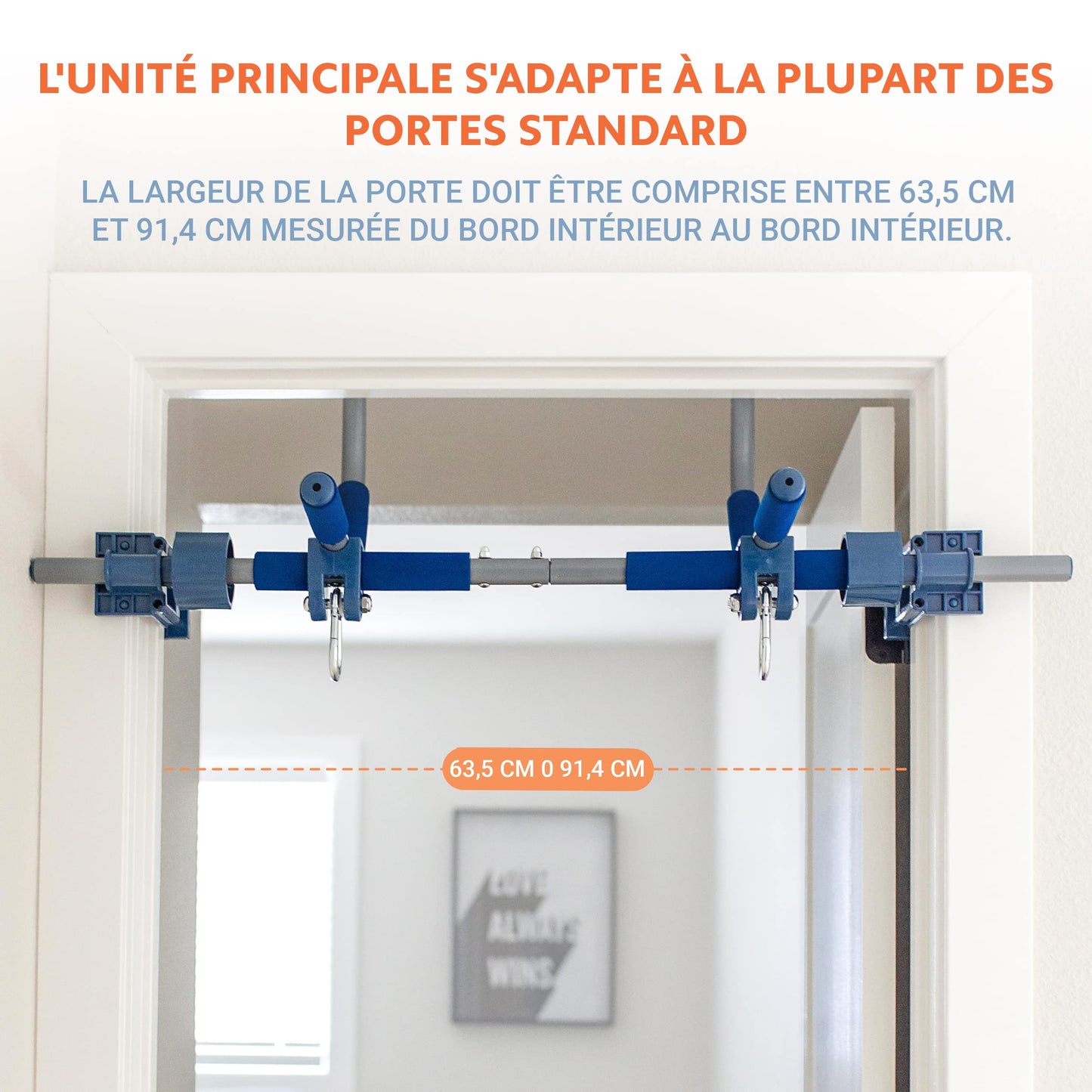 Gym1 – Salle de Sport intérieure de Luxe pour Aire de Jeux pour Enfants, balançoire de Porte Bleue pour Enfants, Anneaux en Plastique, échelle d'escalade et Barre de Traction 4 pièces