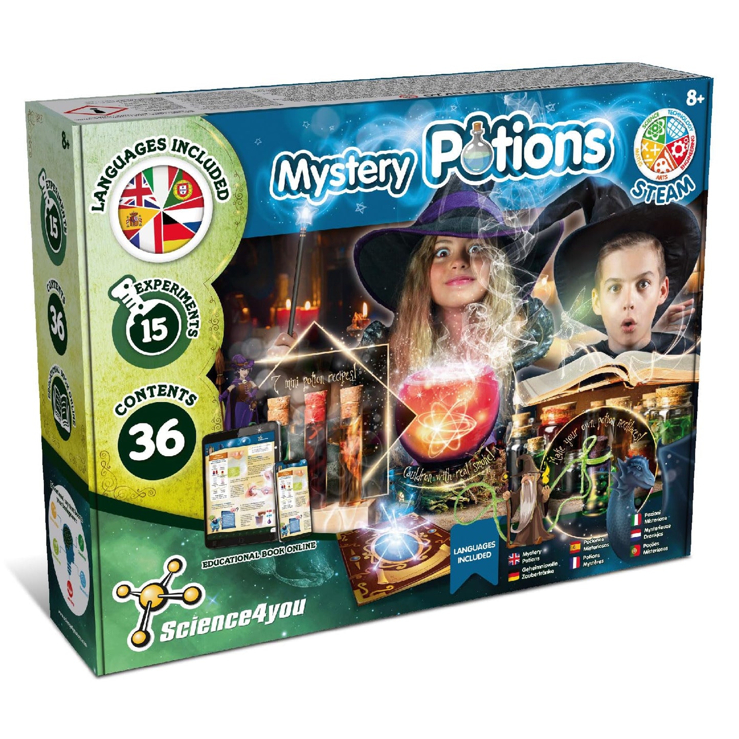 Science4you Potions Magiques - Utilisez le Chaudron Magique et Créez vos Potions - Jeu Magie et Chimie pour Enfants 7 8 9 10 11 12+ Ans - Kit Activités Manuelles Magic et Expériences Scientifiques